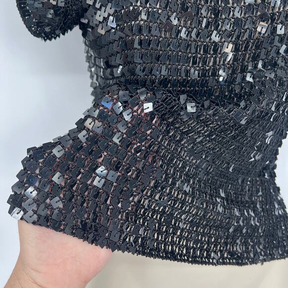 Vtg Y2K Womens Top Sequin Black Pullover Club Indie Sleaze Party Rave 90s Size S - Picture 3 of 7